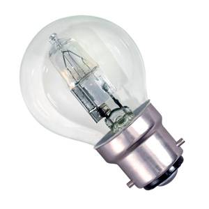 Golf Ball 28w Ba22d/BC 240v Clear Energy Saving Halogen Light Bulb - 0635635603656 Halogen Energy Savers Easy Light Bulbs  - Easy Lighbulbs
