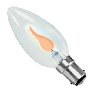 Candle 3w Ba15d/SBC 240v Casell Lighting Clear Flicker Flame Effect Light Bulb - 35mm