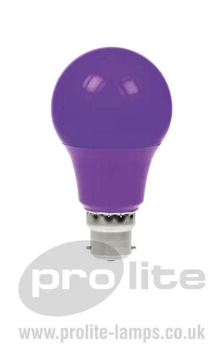 GLS LED 240v 6w Ba22d/BC Purple Dimmable