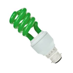 Spiral Compact Fluorescent Emits Green Light 240v 15w B22d/BC Energy Saving Bulbs Other  - Easy Lighbulbs