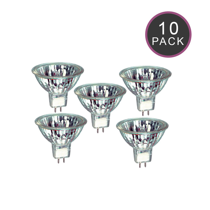 10 Pack - Halogen Spot 20w 12v GU5.3 Casell 50mm MR16 36° Dichroic Reflector Glass Fronted Bulb