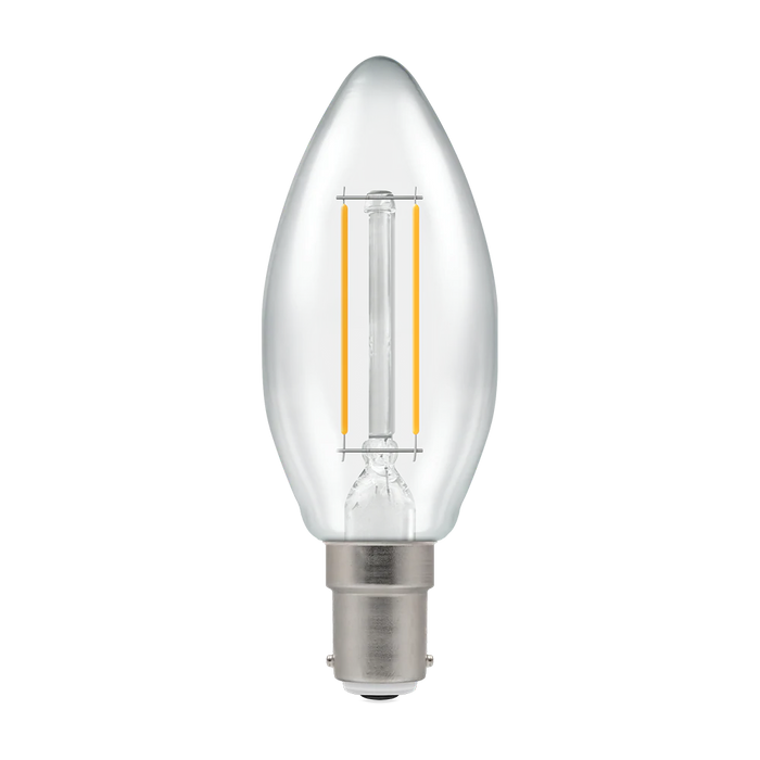 LED Filament Candle Clear Dimmable 2.2W 2700K SBC-B15