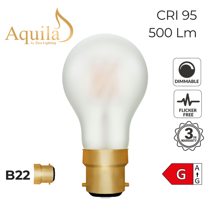 Zico GLS A60 Frosted 6W 2200K B22 Light Bulb Dimmable