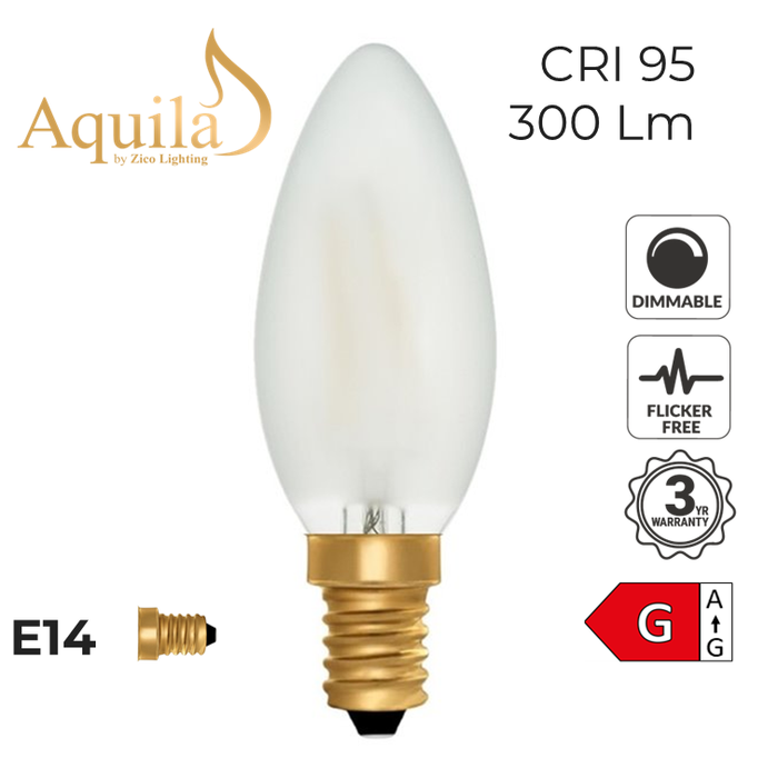 Zico Candle C35 Frosted 4W 2200K E14 Light Bulb Dimmable