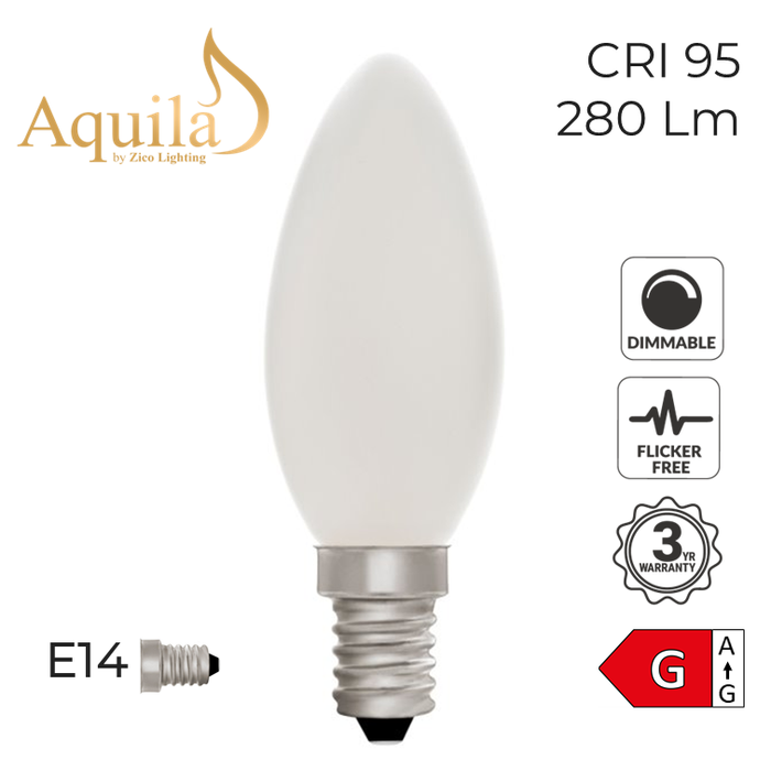 Zico Candle C35 Porcelain 4W 2700K E14 Light Bulb Dimmable
