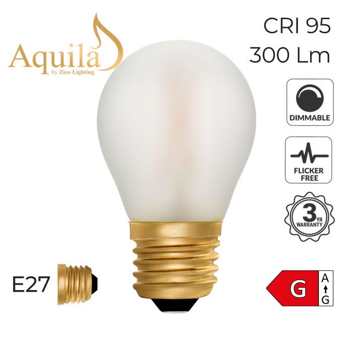 Zico Golfball G45 Frosted 4W 2200K E27 Light Bulb Dimmable