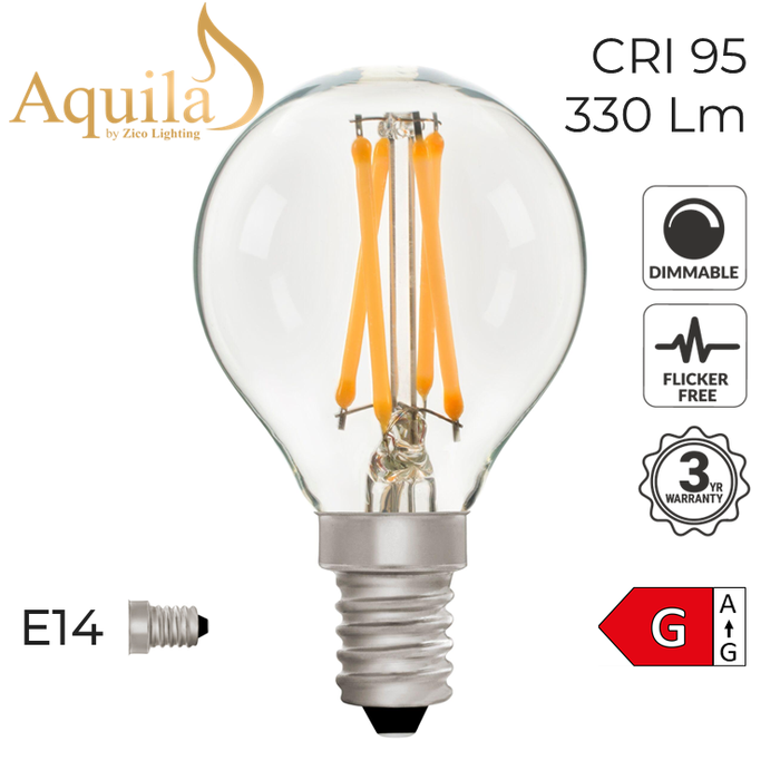Zico Golfball G45 Clear 4W 2700K E14 Light Bulb Dimmable