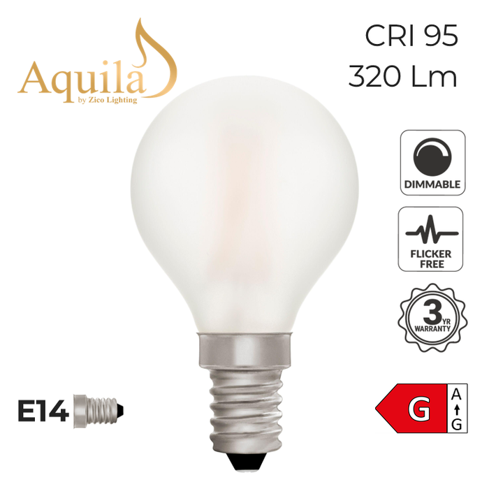 Zico Golfball G45 Frosted 4W 2700K E14 Light Bulb Dimmable