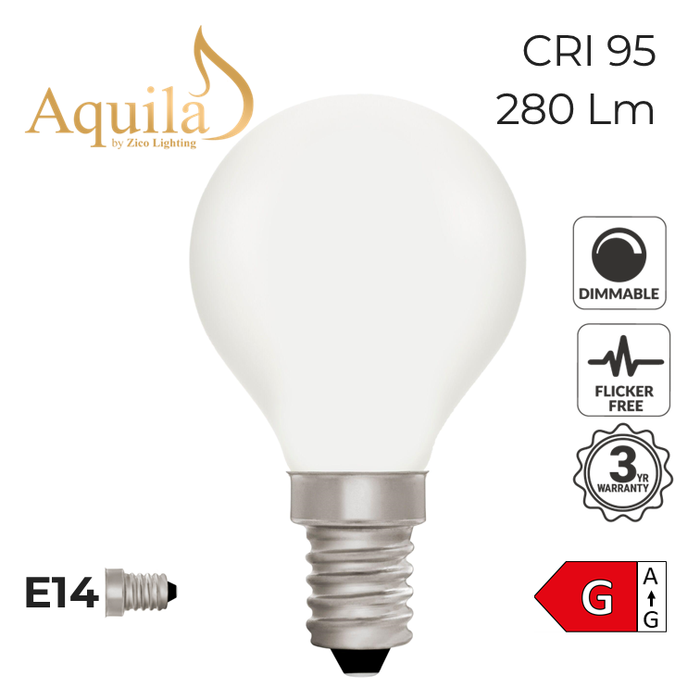 Zico Golfball G45 Porcelain 4W 2700K E14 Light Bulb Dimmable