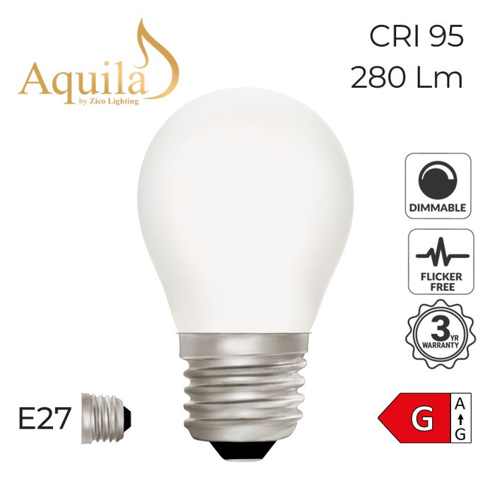 Zico Golfball G45 Porcelain 4W 2700K E27 Light Bulb Dimmable