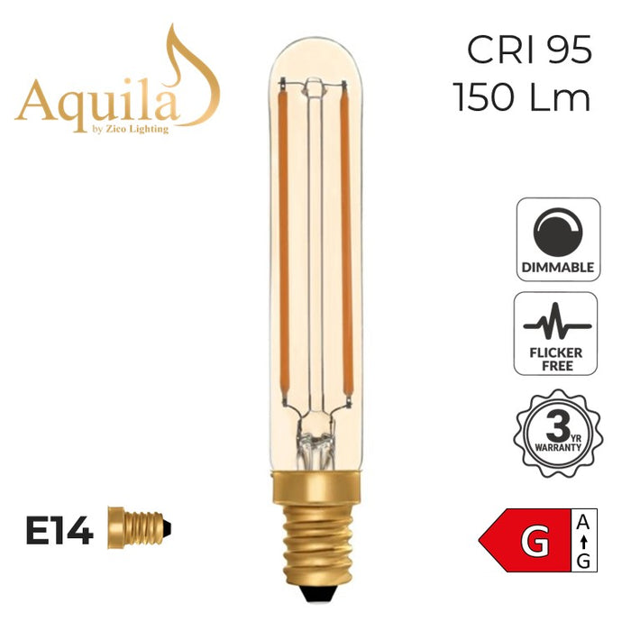 Zico Tube T20 115mm Amber 2.5W 2200K E14 Light Bulb Dimmable