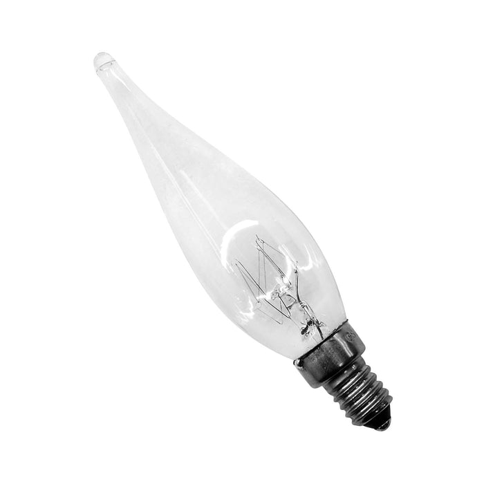 Candle 15w E10/MES 240v Casell Lighting Clear Pointed GS1 Light Bulb - Dimensions 22x77mm