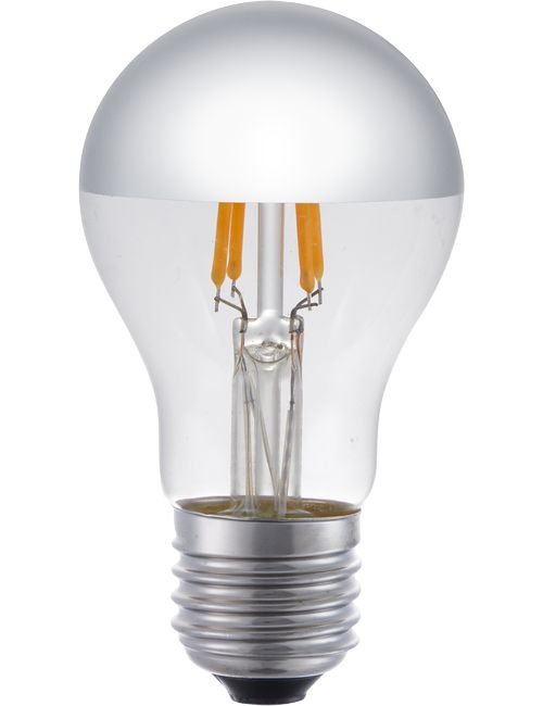 SPL LED E27 Filament GLS Top Mirror A55x100mm 230V 250Lm 4W 2500K 925 360° AC Silver Dimmable 2500K Dimmable - LF023890312