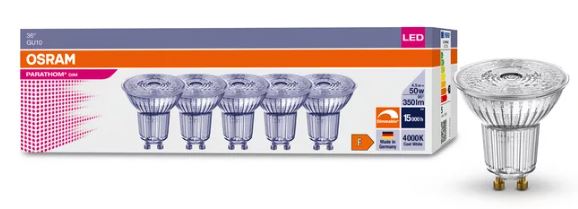 P16L4.5WF94D5-OS - 240v 4.5w Dimmable LED GU10 940 36° 350lms (5 Pack)