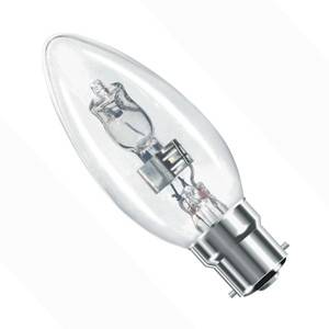Candle 20w Ba22d/BC 240v GE Clear Energy Saving Halogen Light Bulb - Replaces 40w Standard - 98400