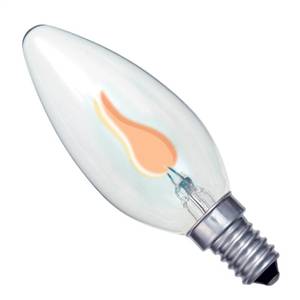 Candle 3w E14/SES 240v Bell Lighting Clear Flicker Flame Effect Light Bulb - 35mm - 00442
