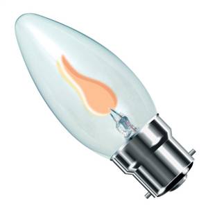 Candle 3w Ba22d/BC 240v Bell Lighting Clear Flicker Flame Effect Light Bulb - 35mm - 00444