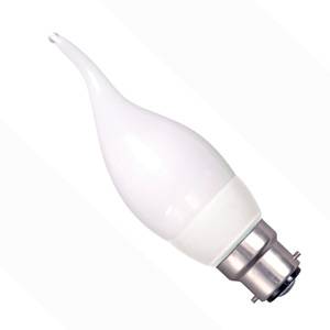 Candle 7w Ba22d/BC 240v Bell Lighting CFL Bent Tipped Light Bulb - 00730