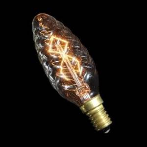 Candle 15w E14/SES 240v Clear Twisted with Decorative Filament Light Bulb Long Life - Danlamp 08006