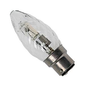 240v 28w B22d/BC Clear 35mm Twisted Candle Bulb. Replace 40w standard incandescent
