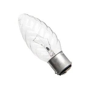 Candle 60w Ba22d/BC 240v GE Clear Twisted Light Bulb - 35mm