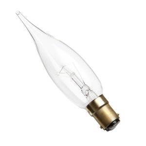 Candle 60w Ba15d/SBC 240v Clear Pointed GS4 Light Bulb - 32mm