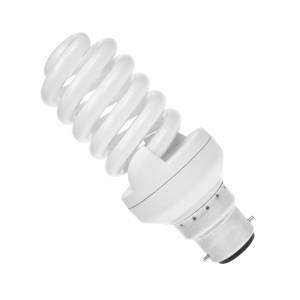 240v 25w B22d/BC Extra Warmwhite Electronic Spiral Energy Saving Light Bulb.
