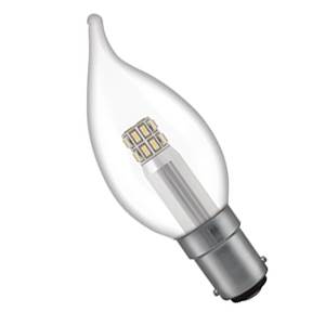 240v 3w B15d Flared (Bent-Tip) Clear 35mm LED Candle 300lm - LFC3CBCWW - Crompton Manor Range