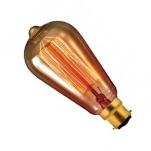 Antique 1900's Old Fashioned Bulb 240v 40w B22d/BC Squirrel Caged Filament. Gold Tint