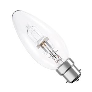 Candle 46w Ba22d/BC 240v Osram Clear Energy Saving Halogen Light Bulb - Replace 60w Standard - 35mm