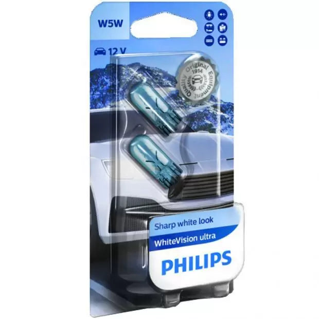 Philips 12961WVUB2   WhiteVision Ultra W5W (501) Halogen Bulbs